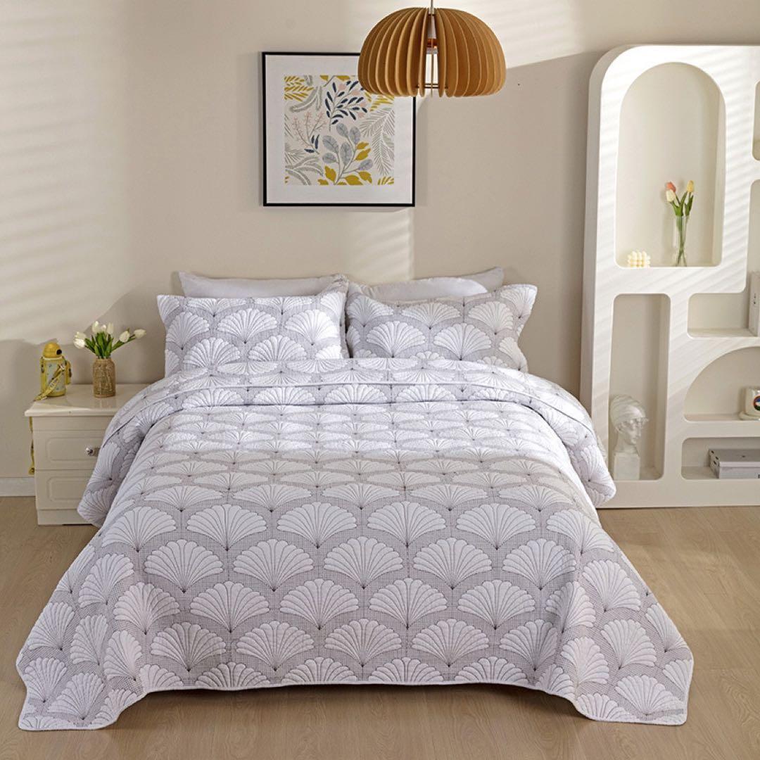 キルトベッドカバー3点セット綿マルチカバー キルティング QY