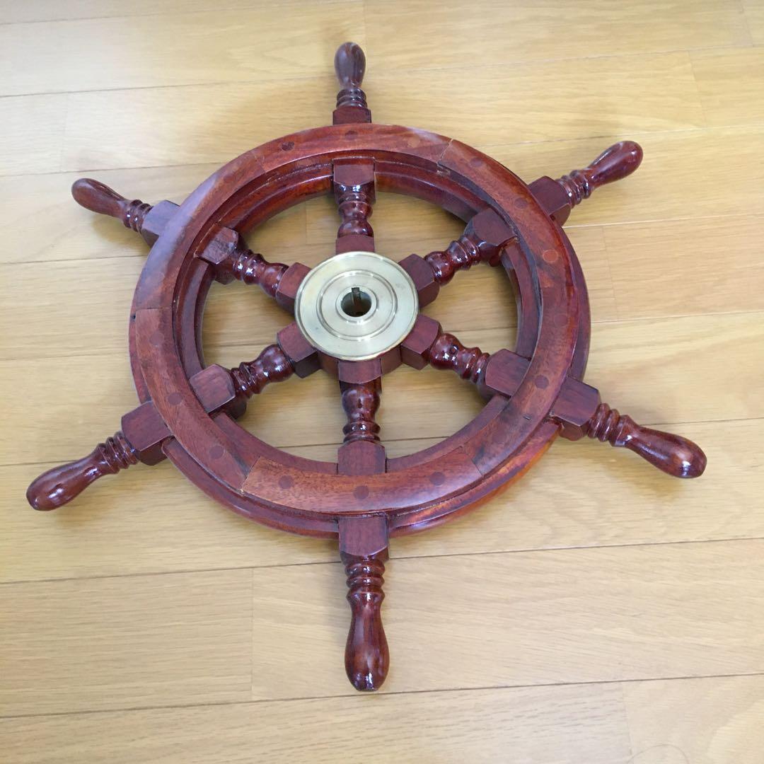 木製ラット　超美品　舵　インテリア