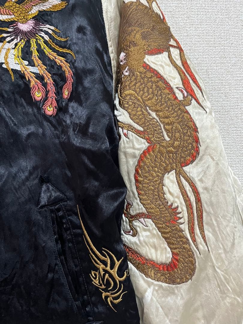 わ*き様 総刺繍　ドラゴン刺繍 スカジャン　リバーシブル　サイズL