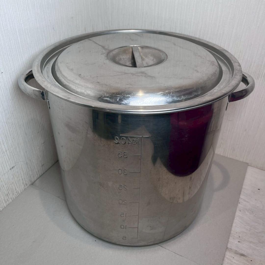 【40ℓ】 寸胴鍋 業務用 18-8 ステンレス製 蓋あり 直径42cm