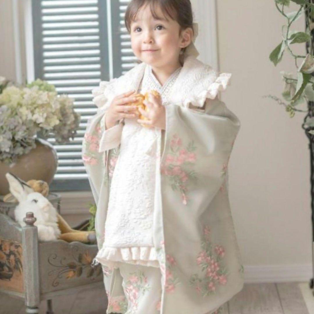 極美品✨️キャサリンコテージフラワーレース着物ワンピ＋被布セット七五三　100