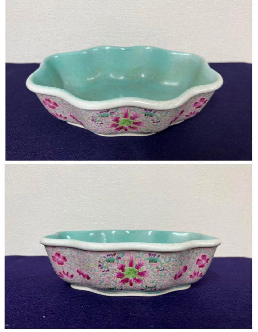 中国古美術　大清同治年治粉彩水盤　文房具　y205