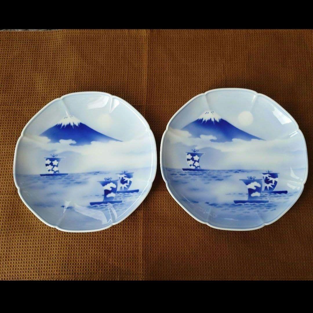 深川製磁 富士山と宝船２枚セット