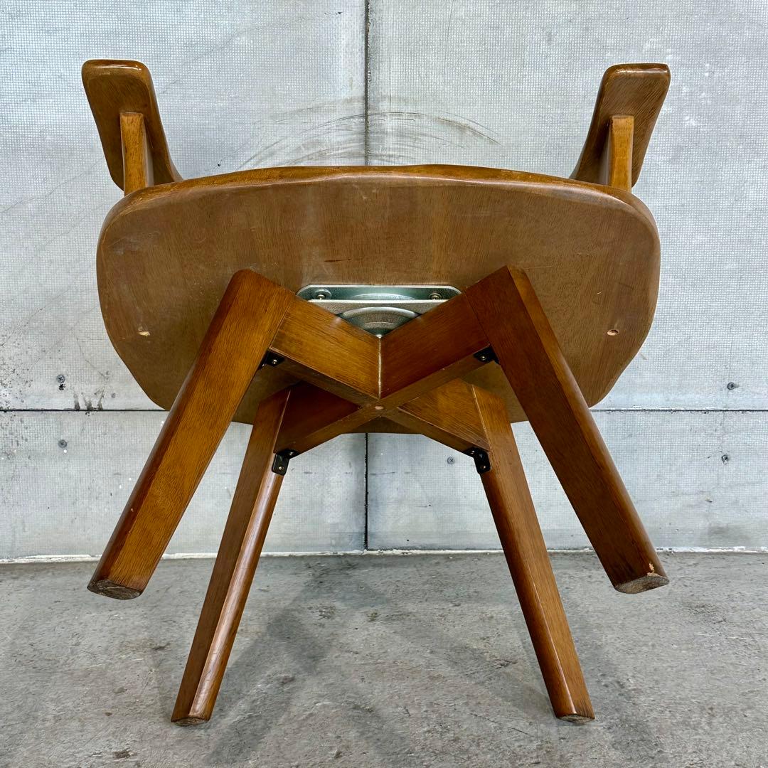 ✦マツダ家具✦ 木製 回転式ダイニングチェア 昭和レトロ 国産ヴィンテージ