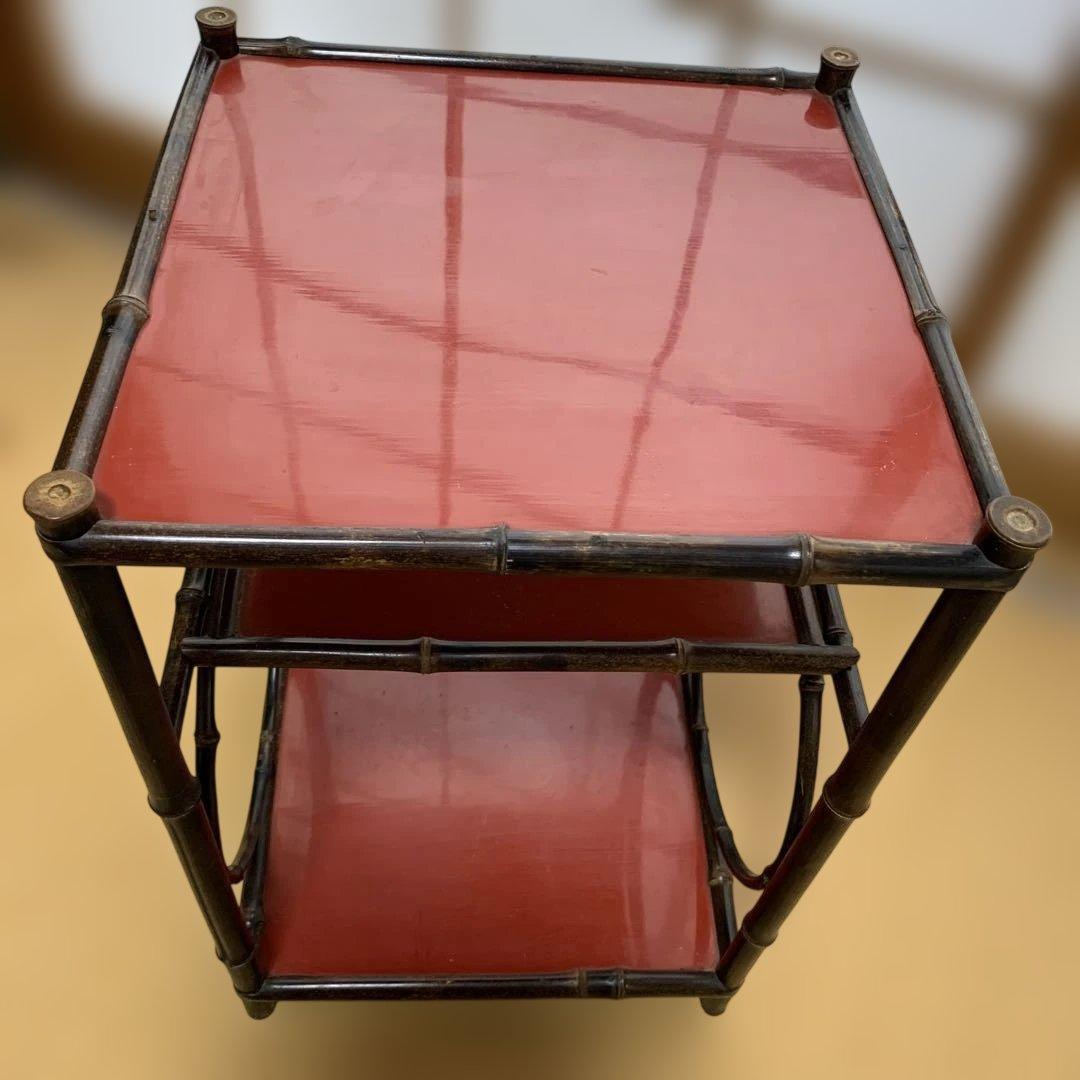 黒竹朱塗りの茶棚　茶道具　茶道