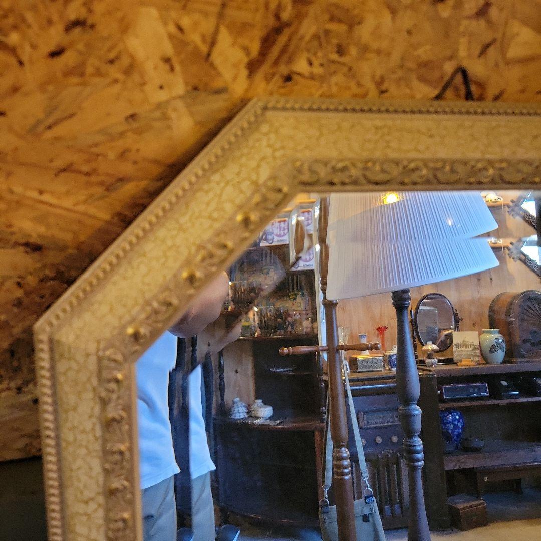 珍しい　イタリアンアンティーク 壁掛けミラー 姿見 ホワイト