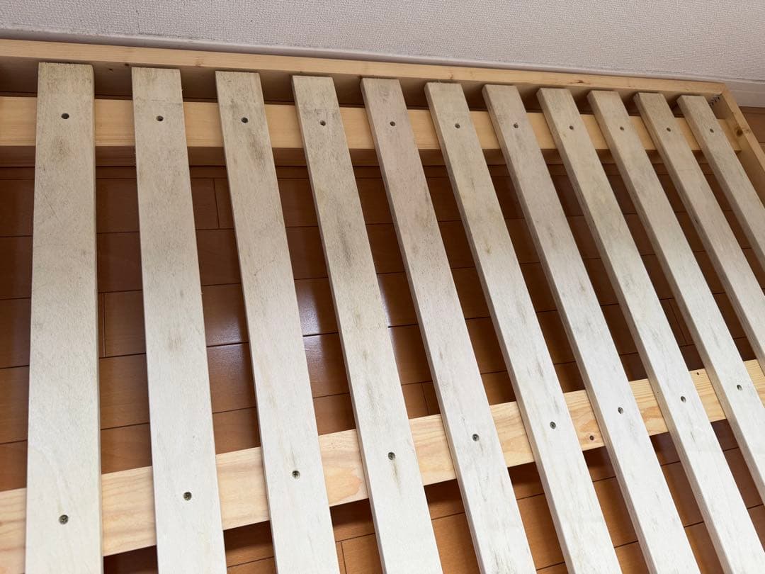 ナチュラルすのこベッド 高さ調整可能 マットレス付き