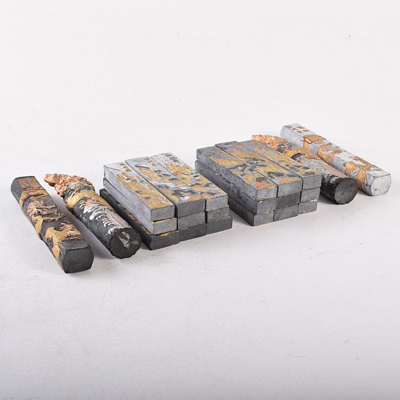 中国　書道具　頤和書屋　徽州曹素功造　桃仙人形　古墨　29点　M　R8070B