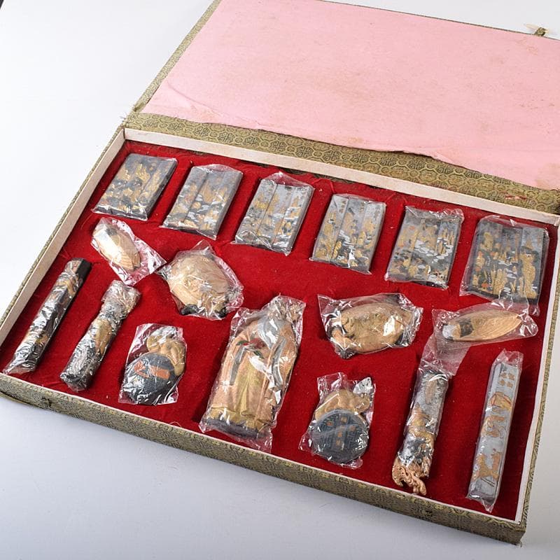 中国　書道具　頤和書屋　徽州曹素功造　桃仙人形　古墨　29点　M　R8070B