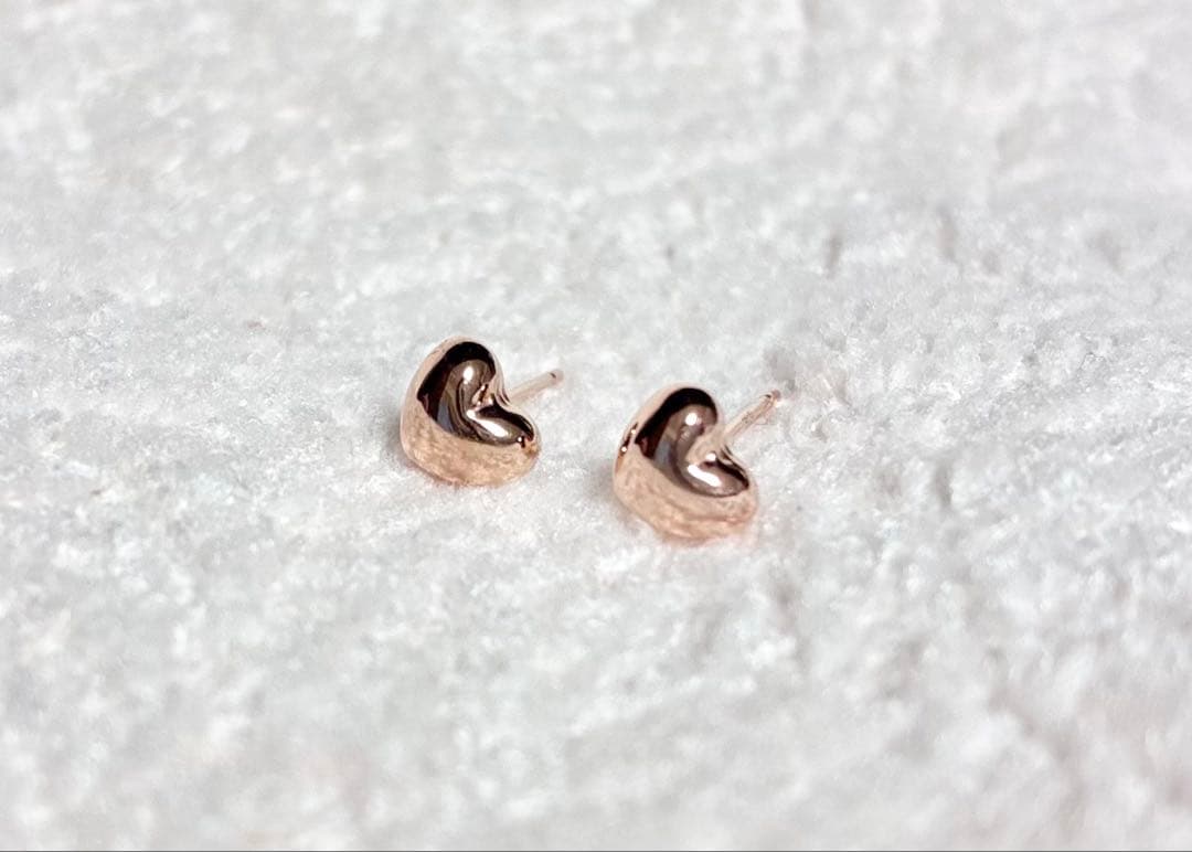 K18PGピアス ハートモチーフ ピンクゴールド