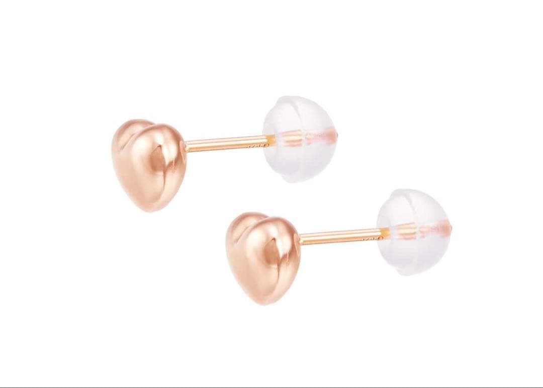 K18PGピアス ハートモチーフ ピンクゴールド