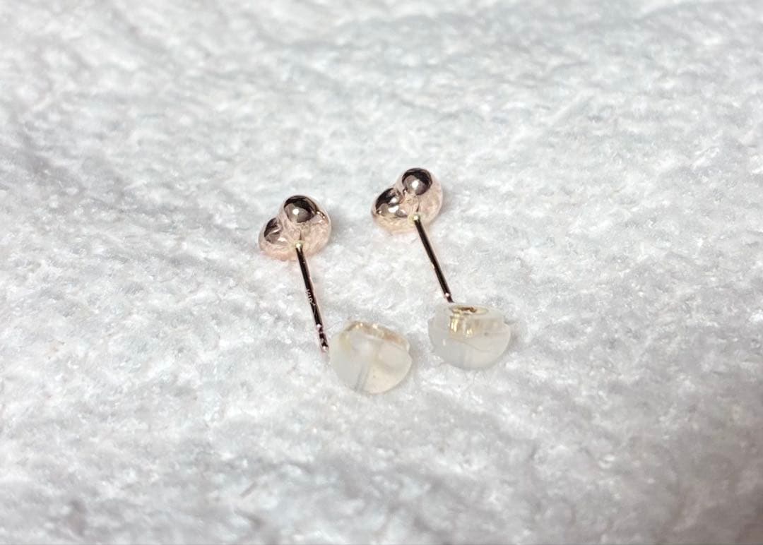 K18PGピアス ハートモチーフ ピンクゴールド