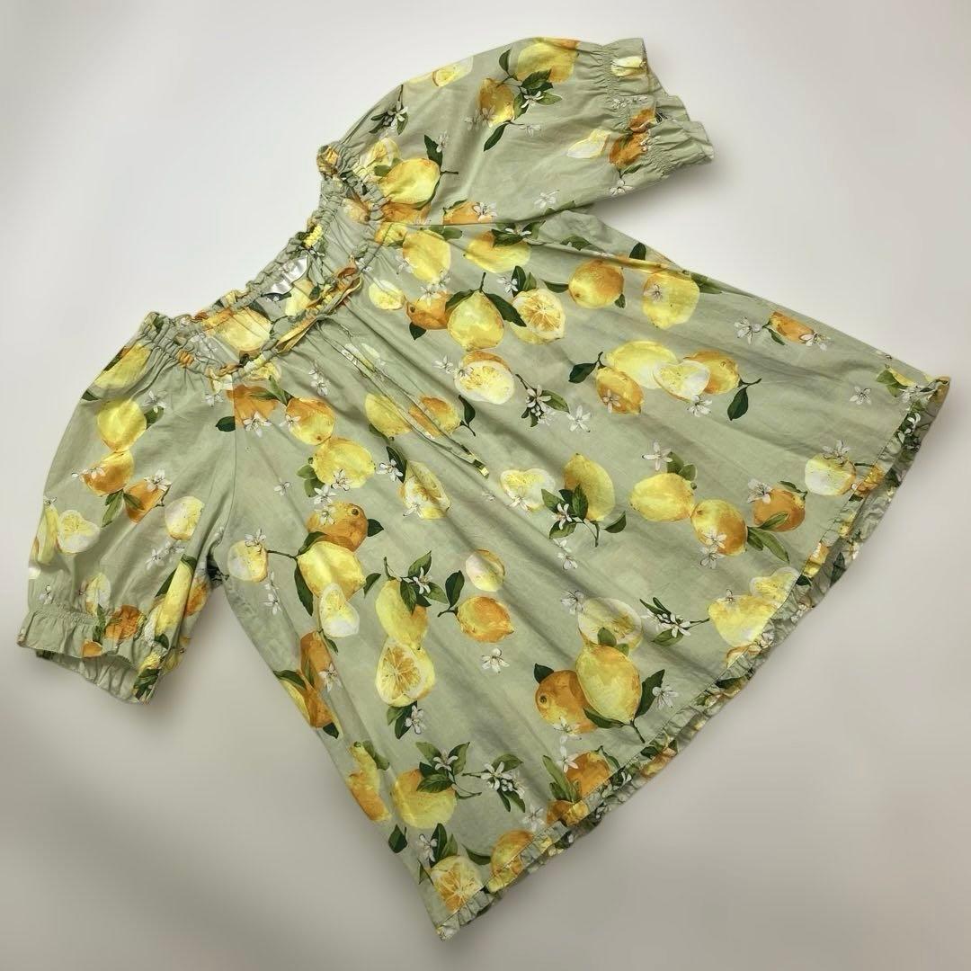 【試着のみ】ピンクハウス ミントグリーン レモン柄 ブラウス/2020年 春