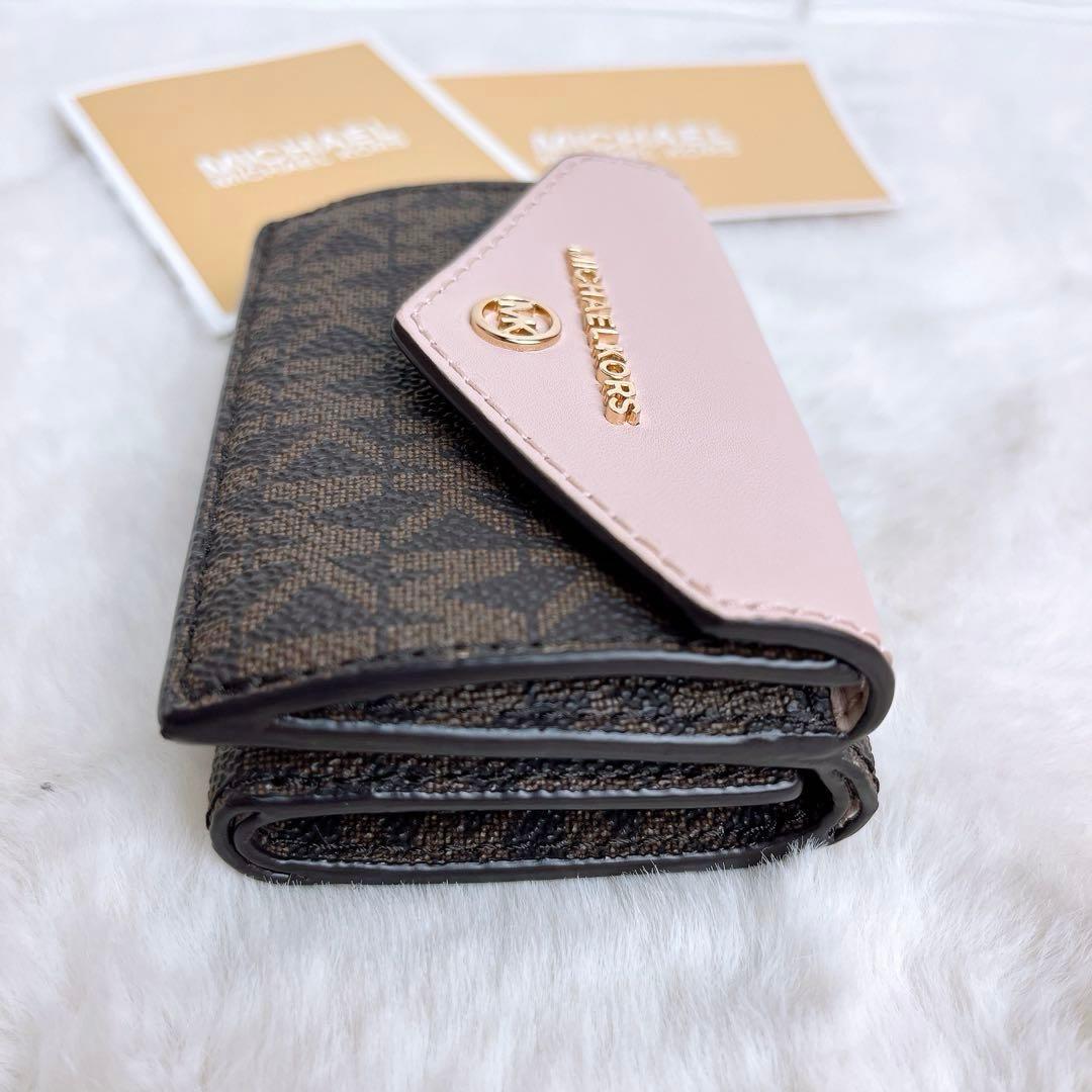 未使用☆MICHAEL KORSマイケルコース 三つ折り財布 ブラウンMK柄.