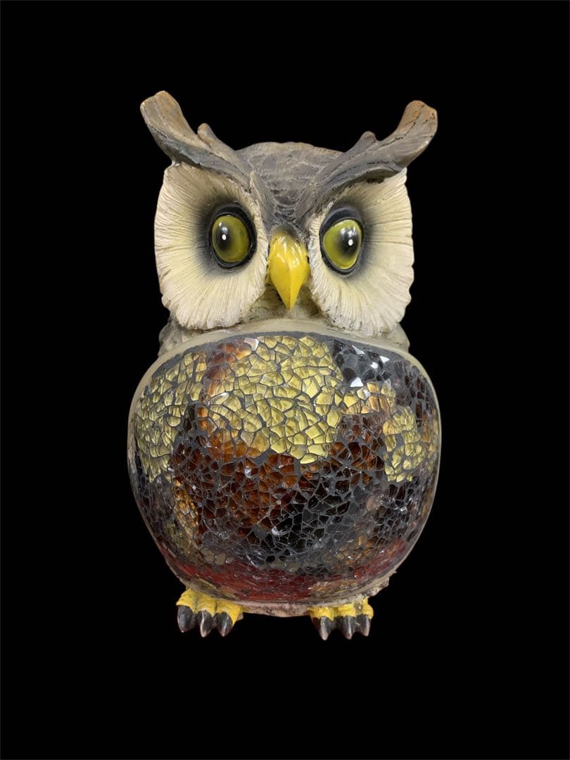 ふくろう型 ステンドグラス風ランプ モザイクランプ