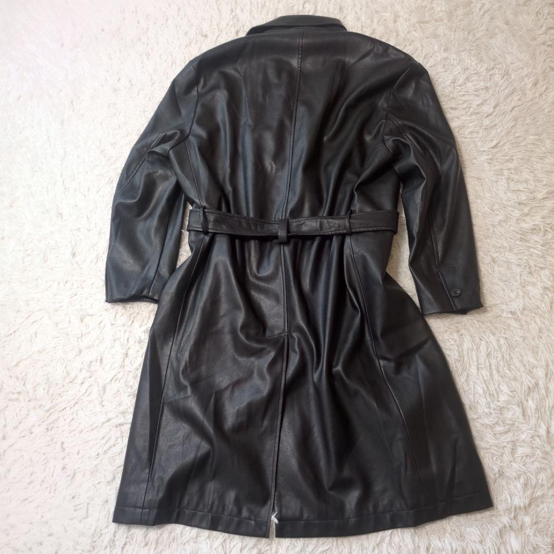 ZARA　ザラ　メンズ　オーバーサイズ　レザー調トレンチコート　黒　サイズM
