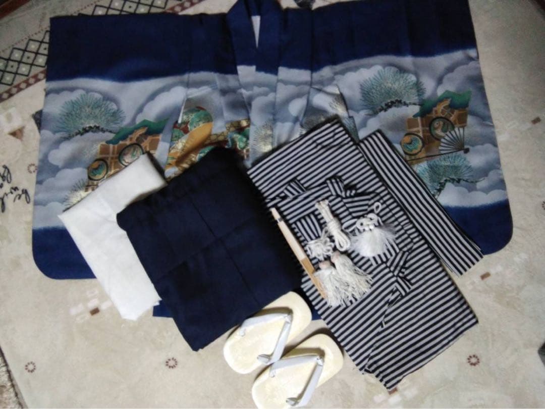 an☆です。男の子用・5歳向け・化繊・お着物と袴セット