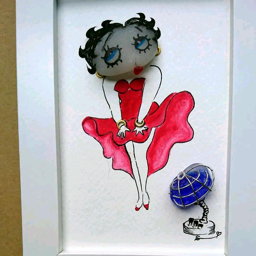 【専用】シーグラスアート<アメリカンな女の子>レア 置物 一点物 スター