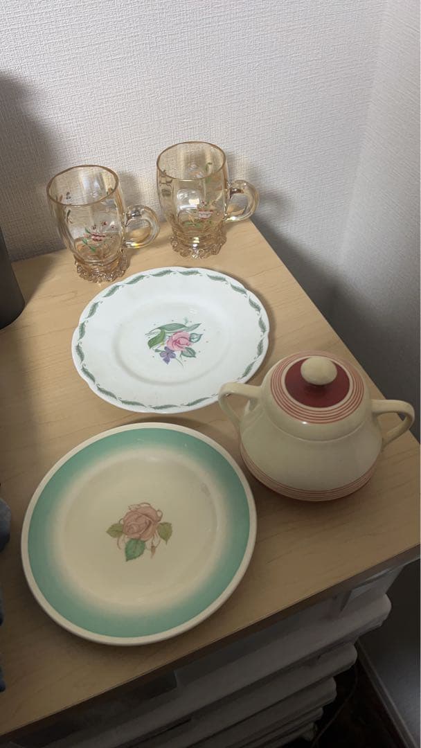 スージークーパーデザート皿・カップ・ガラスコップ　5点セット