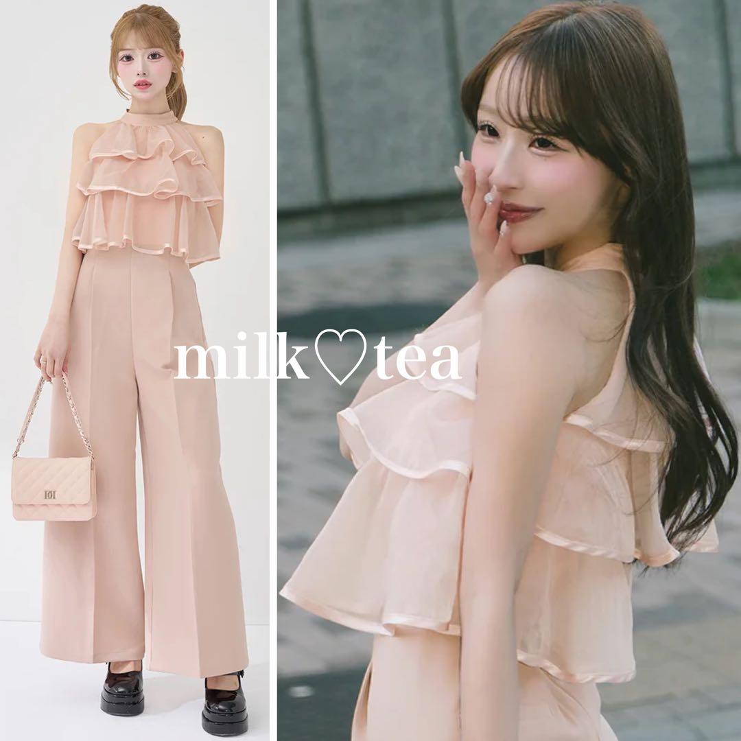 新品タグ付き ダーリッチ ティアードフリルジャンプスーツ ピンク フリー