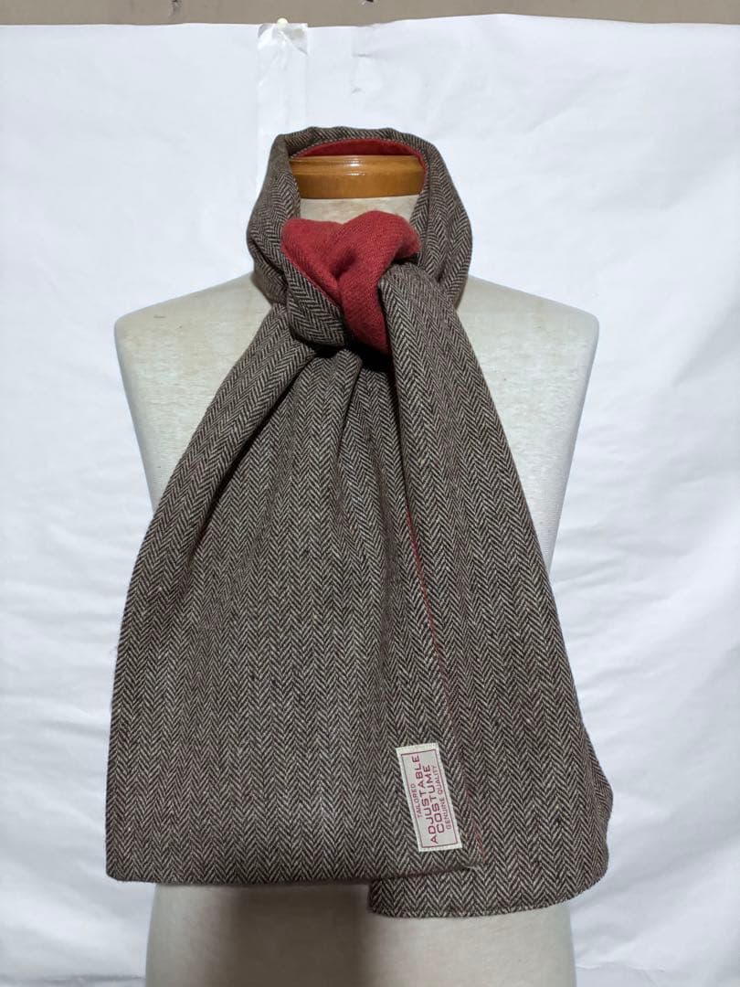 ADJUSTABLE COSTUME ヘリンボーンマフラーリバーシブル美品