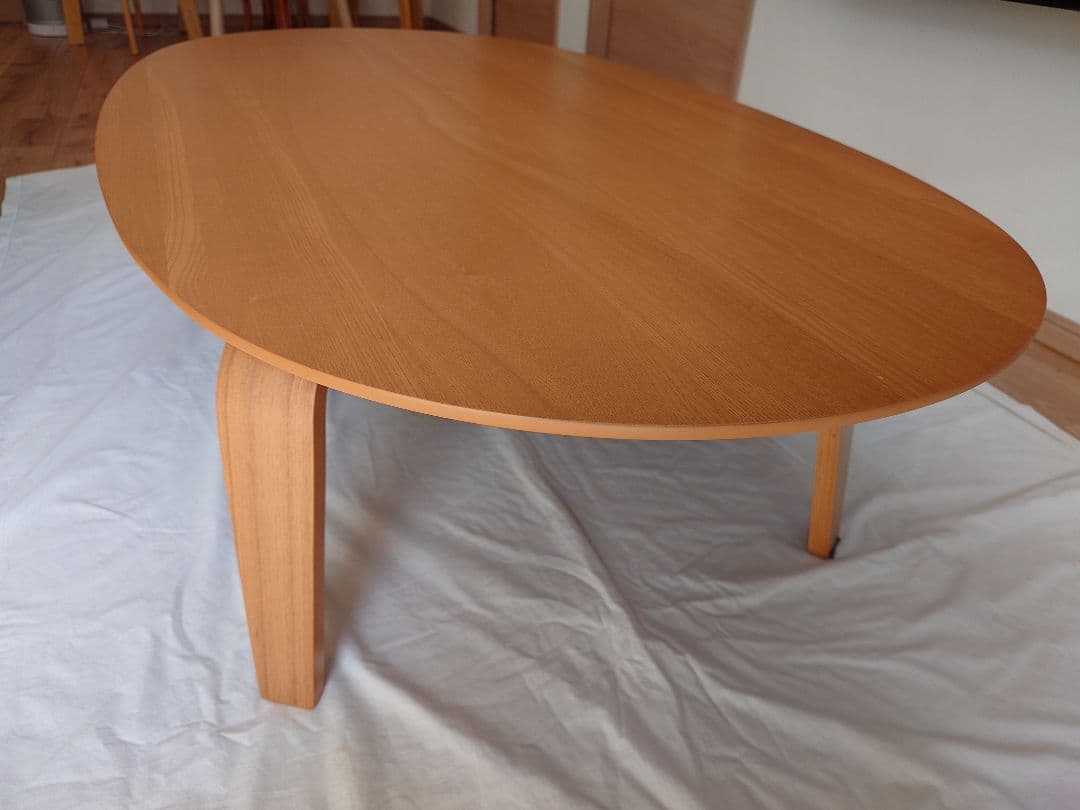ナチュラル木製楕円形テーブル 120cm