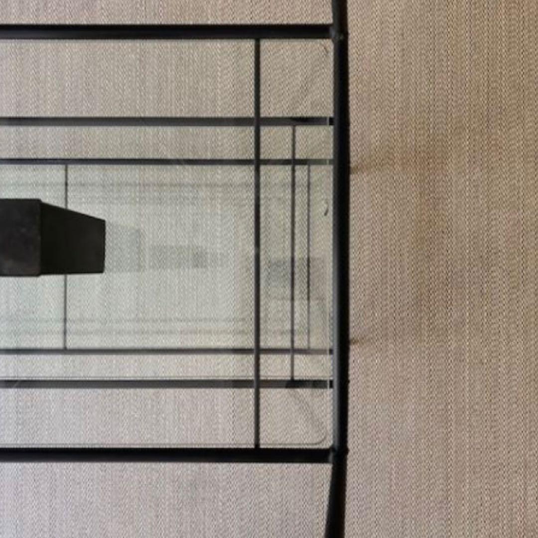 TK【ビンテージ】アイアンスチール 3段 ガラス オープンシェルフ 什器