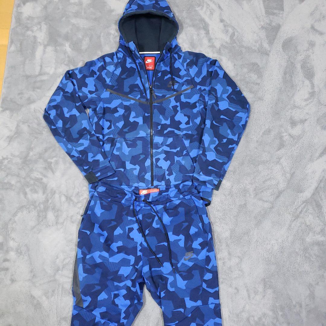 NIKE　テックフリース　セットアップ　青　カモフラ　幾何学　　バラ売不可
