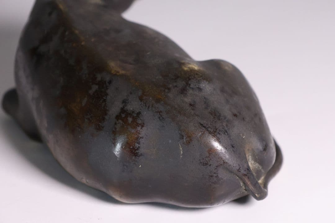 古銅 牛 置物 658g 金工 銅製 時代【MA831】