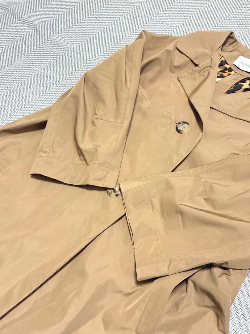 未使用品級 YSL フランス製 トレンチコート ブラウン 七分丈