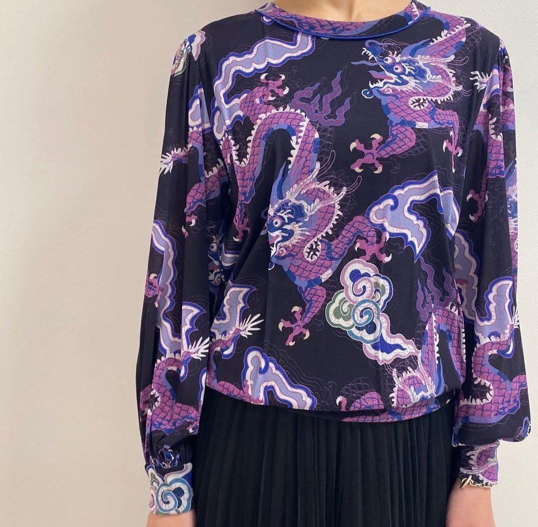 ヴィヴィアンタム　ドラゴン柄 長袖ブラウス　38
