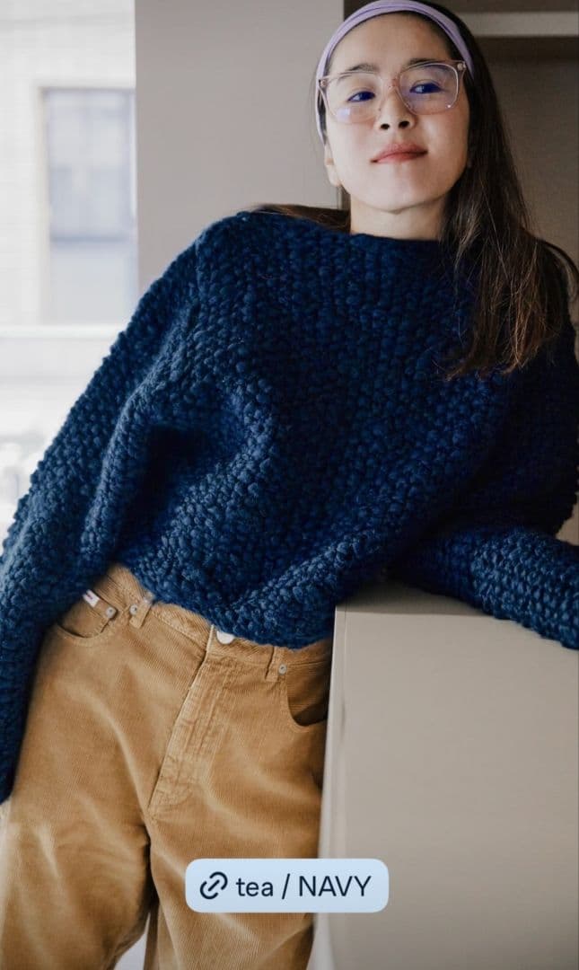 新品未使用 SHISHIKUI tea / NAVY ショート丈ニット