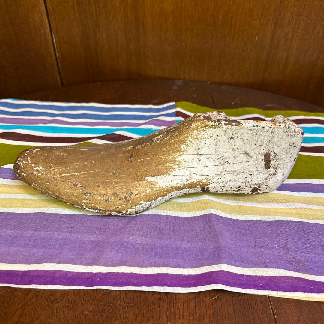 レアフランスアンティーク白のアイアン製/鋳物　靴型ドアストッパー/置物/オブジェ