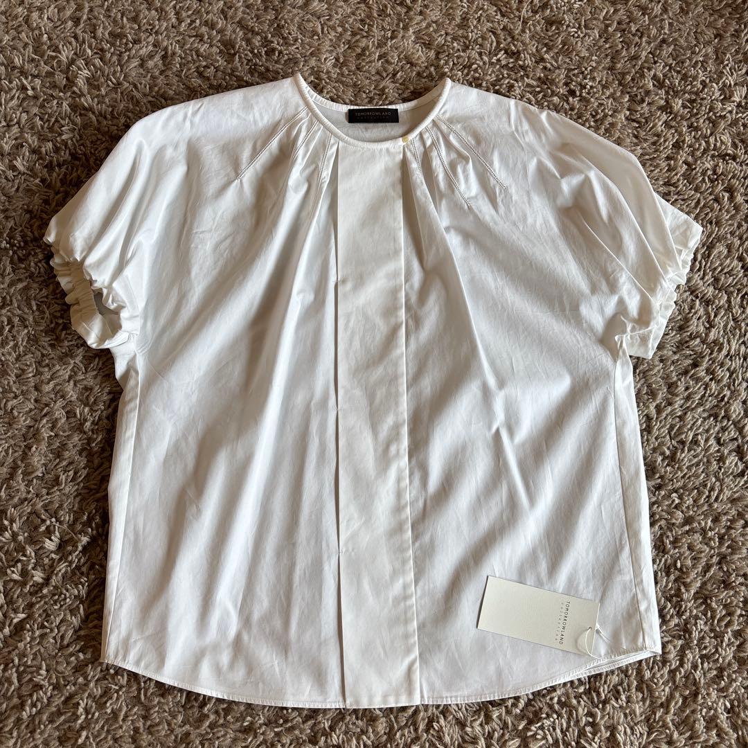 新品 トゥモローランドコレクション 半袖白ブラウス 36