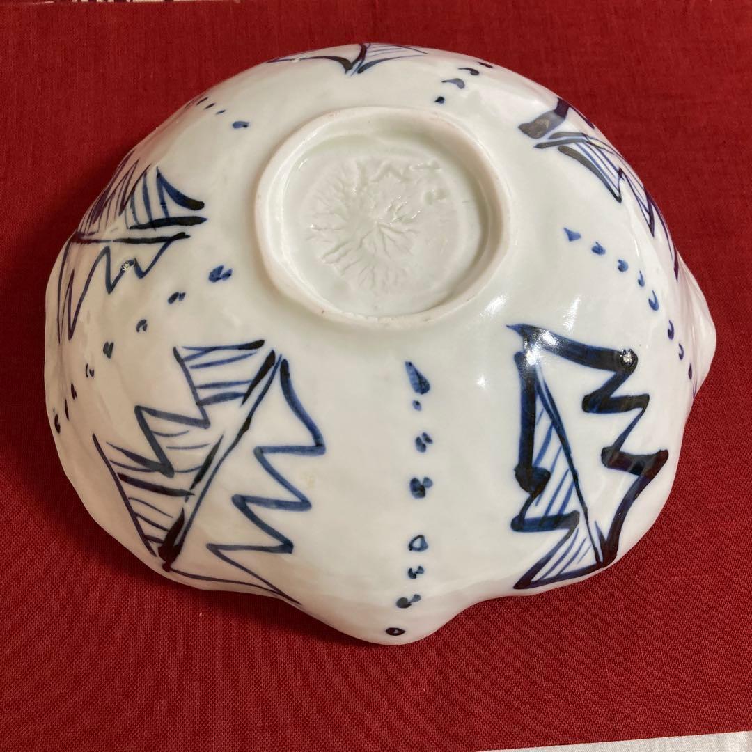 美濃焼　黒岩卓実作　呉須豹紋大鉢　銘々皿セット