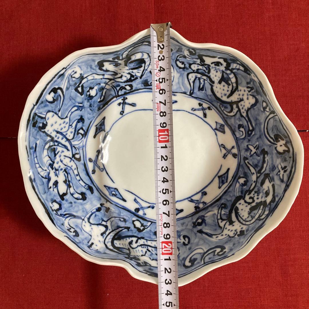 美濃焼　黒岩卓実作　呉須豹紋大鉢　銘々皿セット