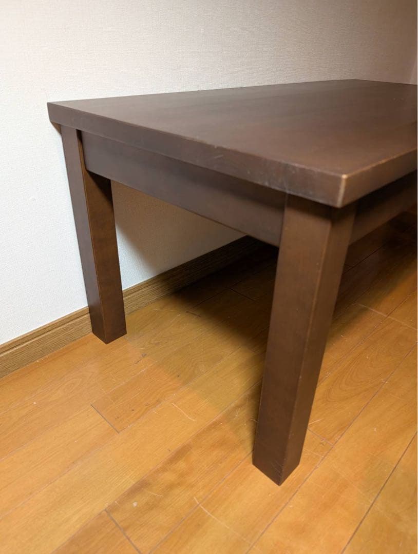 ■送料込■無印良品 天然木ローテーブル 引出バーチ材 ブラウン 机デスク
