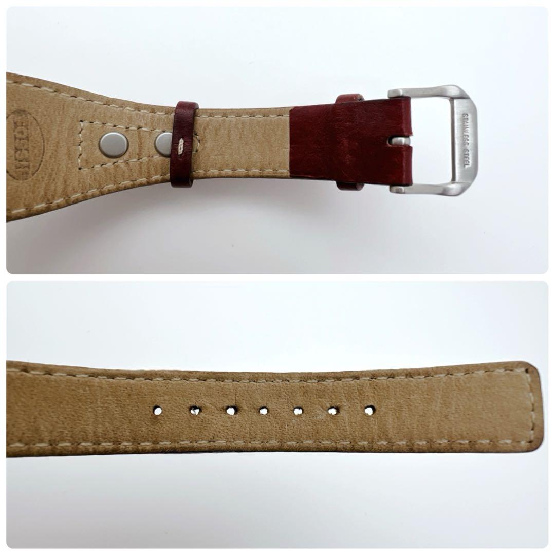 【美品】FOSSIL BIG TIC フラワー 花 腕時計 レザー 稼働品 廃盤