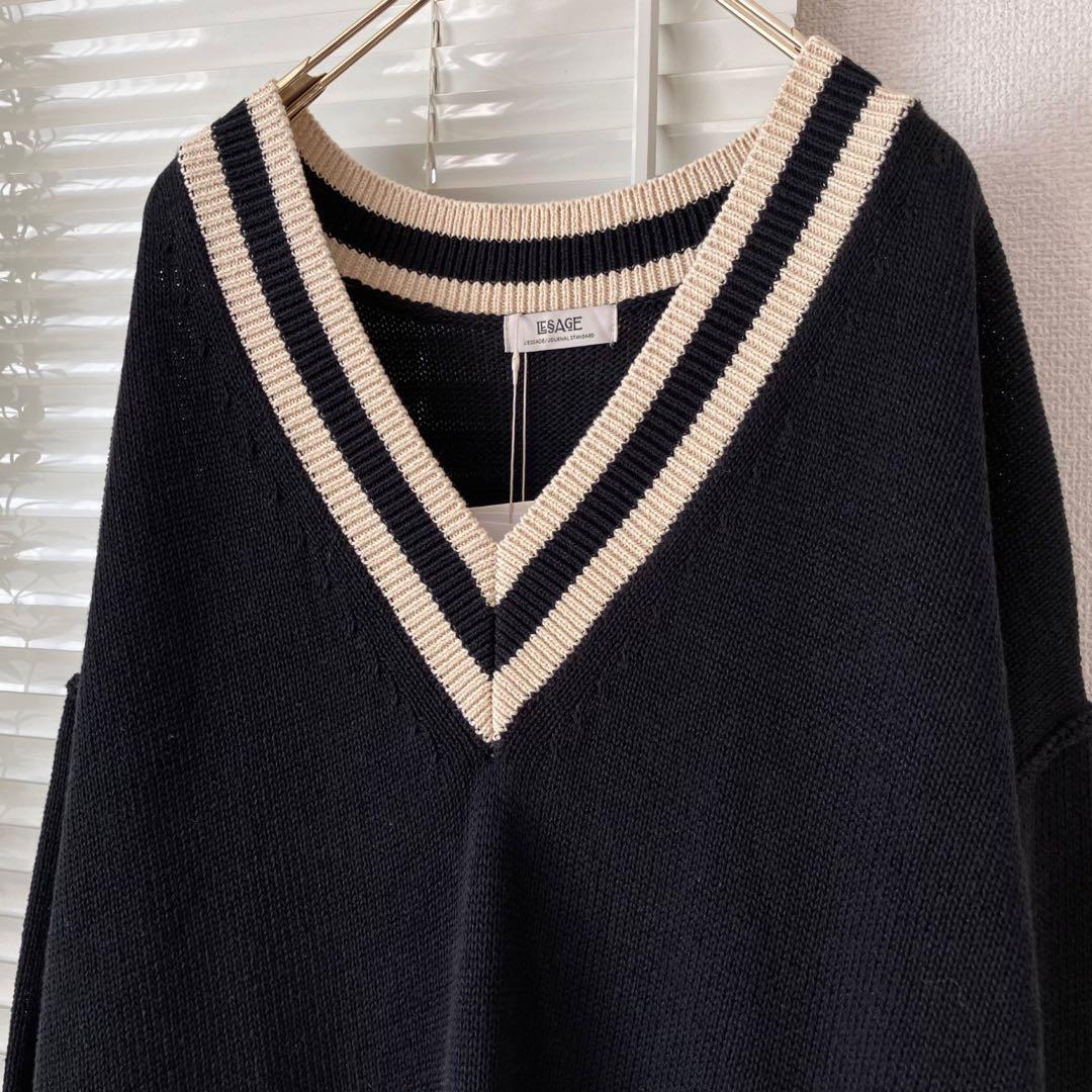 【新品】【2024SS】L'ESSAGラインVネックプルオーバー ニット