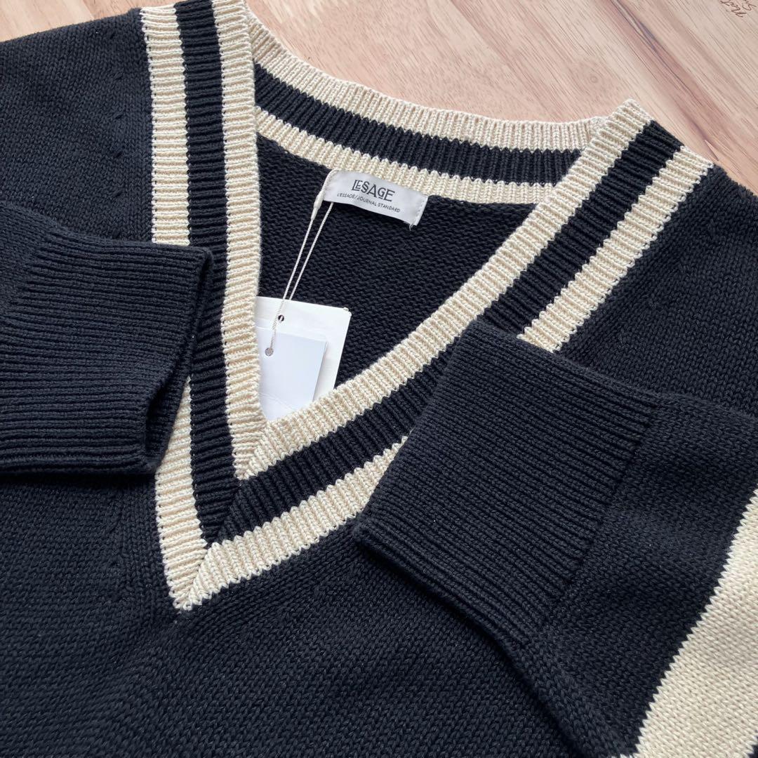 【新品】【2024SS】L'ESSAGラインVネックプルオーバー ニット