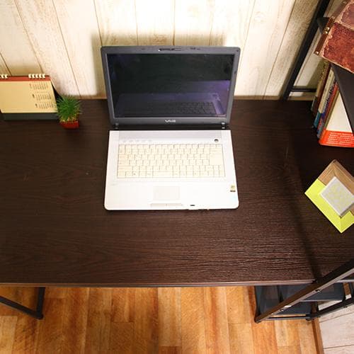 【新品・送料無料】ラック付きデスク ルール 奥行64cm ダークブラウン