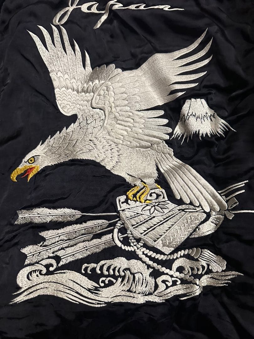 Pherrow’s 匠 スカジャン/L/兜×鷹×龍/BLK