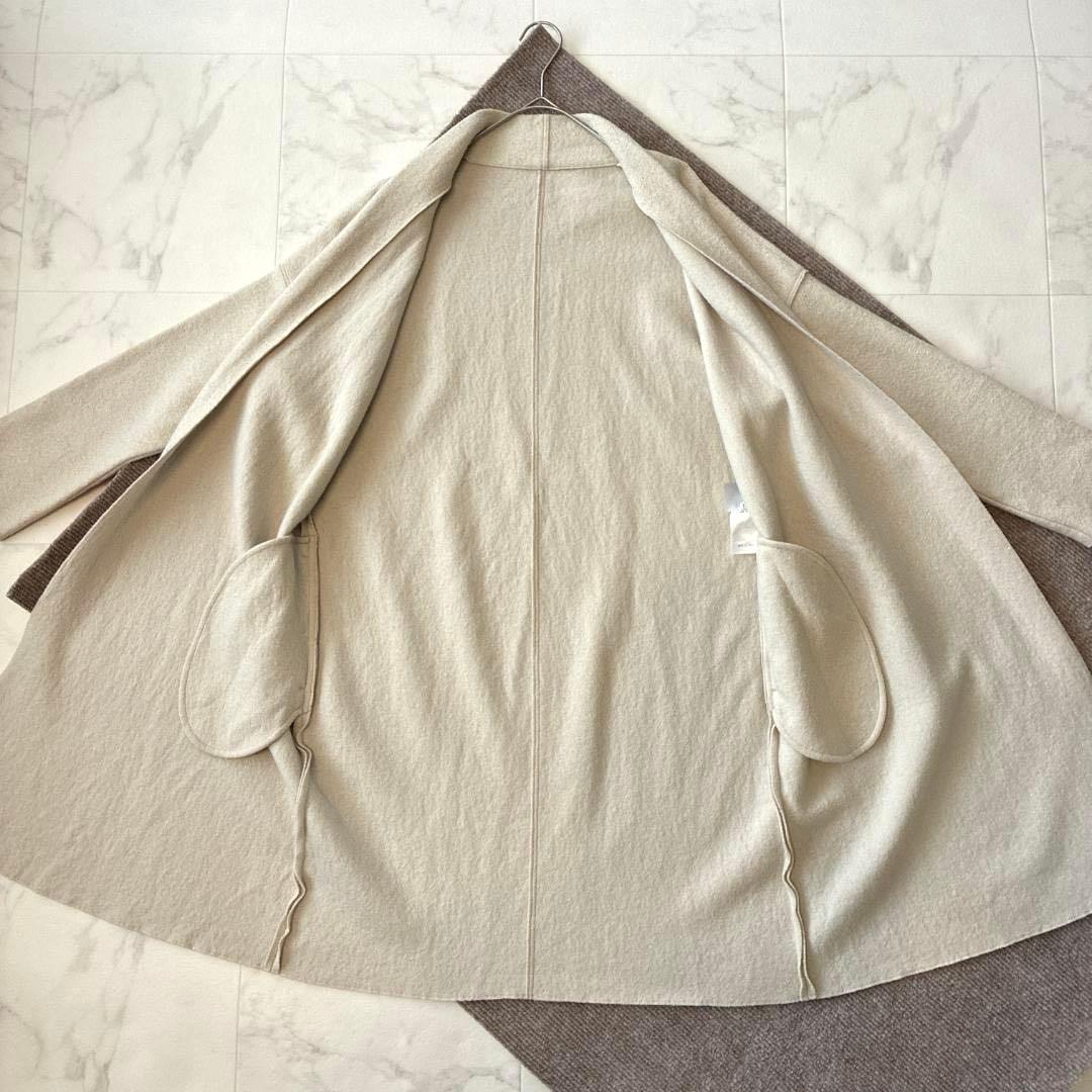 23区 ウール コンプレストパイル コーディガン M ベージュ ノーカラー