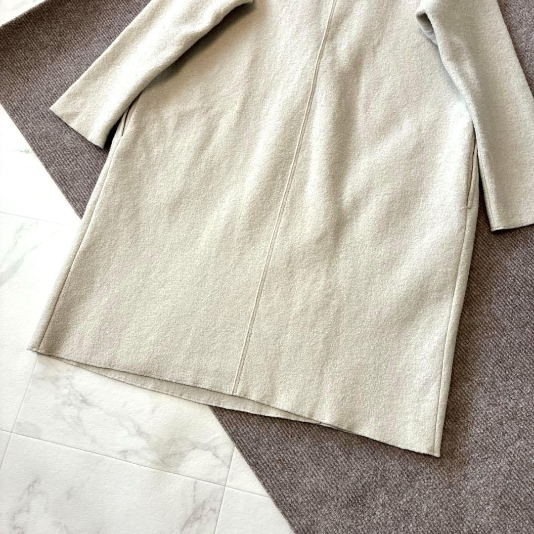 23区 ウール コンプレストパイル コーディガン M ベージュ ノーカラー