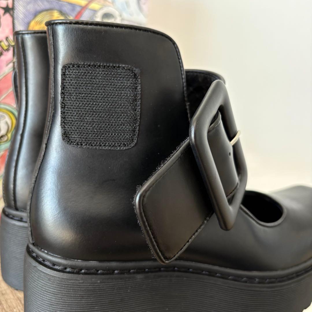 【美品】ジェフリーキャンベル 太ベルト 厚底 パンプス 黒 本革 36