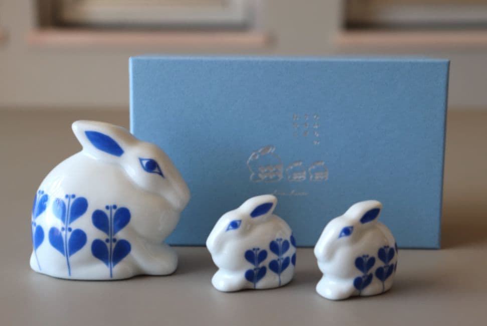 ［新品 未開封］リサラーソン ひかりのうさぎ おやこセット 〜あおい〜