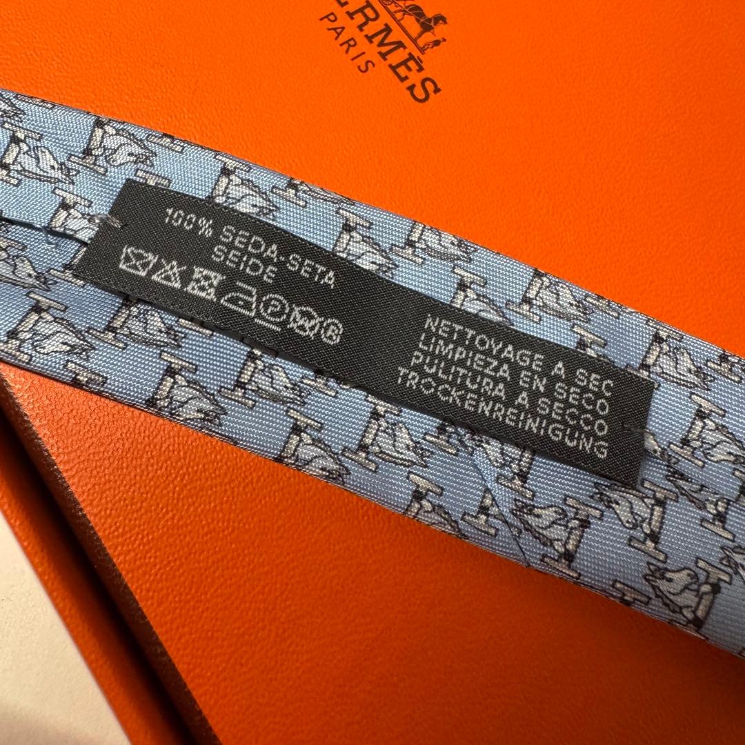未使用 近年モデル HERMES エルメス 干支『丙午年』× Hロゴ ネクタイ