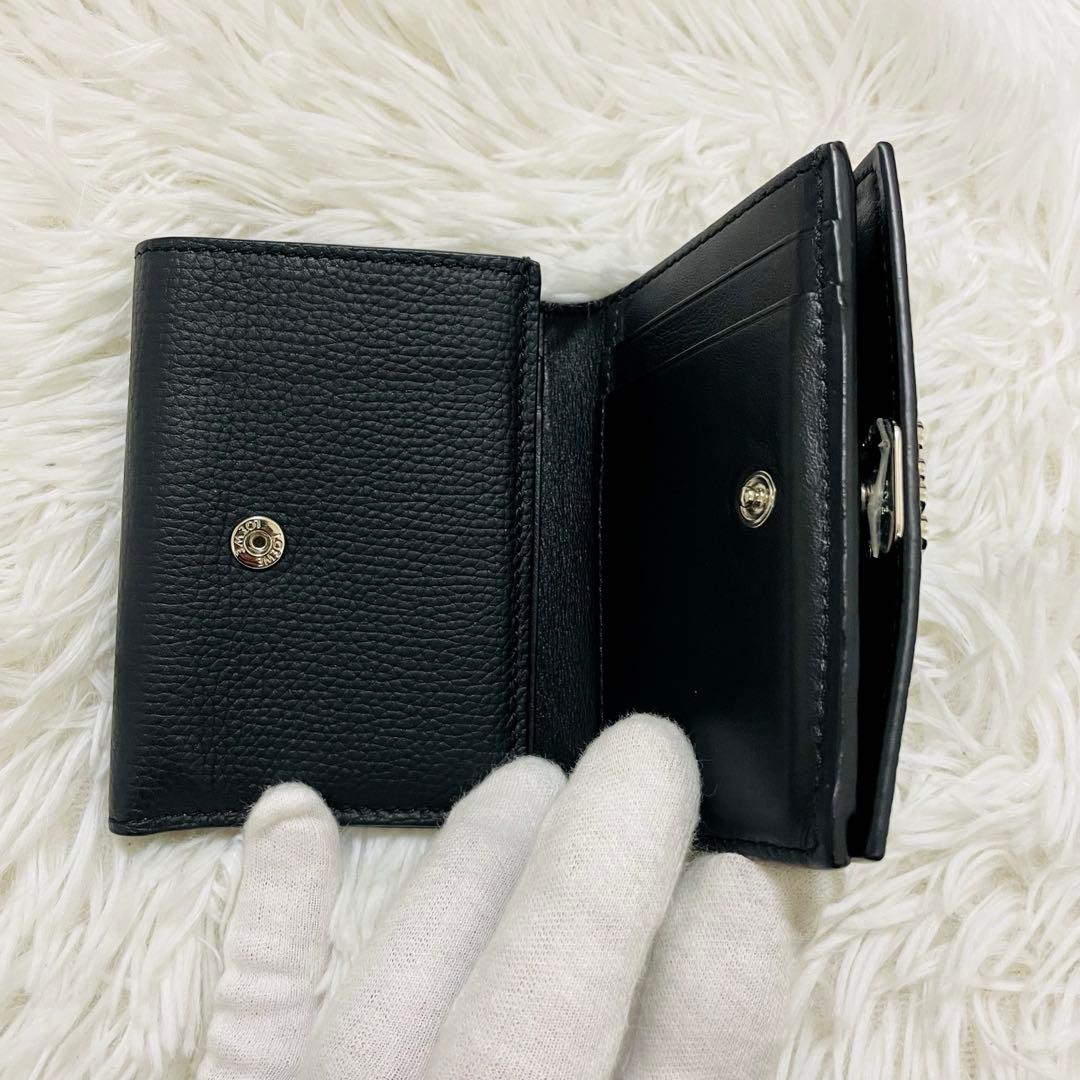 極美✨付属完備✨ロエベ 三つ折り トライフォールド レザー オールブラック