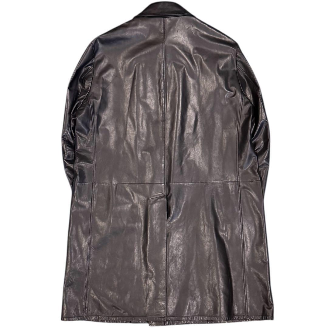 希少 ボッテガヴェネタ レザー ロングトレンチコート 一枚革 ブラック