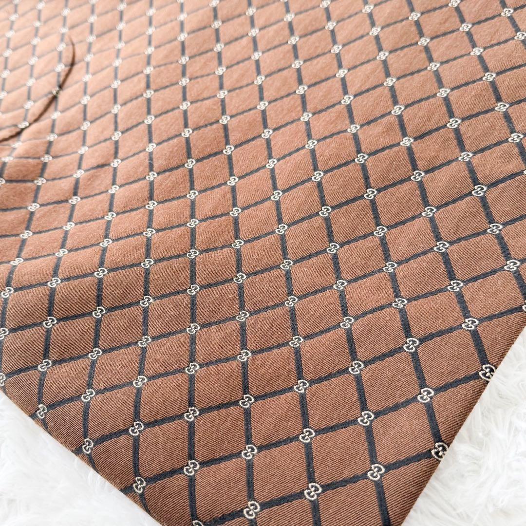 GUCCI 2020 ベルト付ロングガウンコート ウール GG柄 ブラウン 46